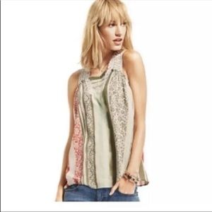 CABI Whisper Gauze Striped crocheted Tank SZ. M